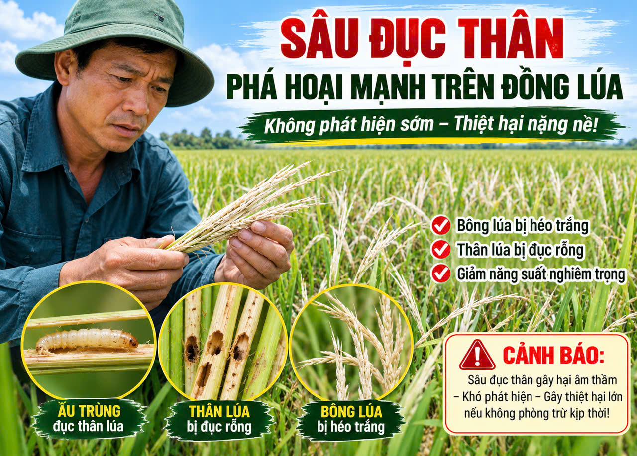 Quản lý sâu đục thân giai đoạn làm đòng